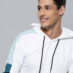Men White Hooded Sweatshirt