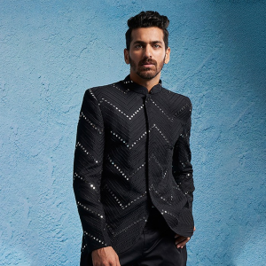 Men Slim Fit Bandhagala Blazer