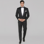 Men Black Solid Slim Fit Tuxedo Suit