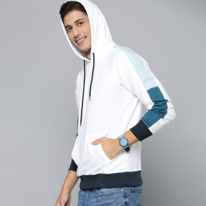 Men White Hooded Sweatshirt