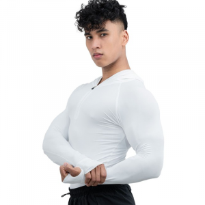 Men Nylon-Spandex Blend Assassin Compression Body Fit Gym Hoodie