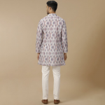 Abstract Printed Mandarin Collar Linen Cotton Straight Kurta