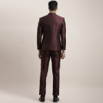 Men Brown Self Design Notched Lapel Long Sleeves Three Piece Party Suit